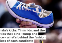A man holds up a Converse Chuck Taylor – Kamala Harris’ favorite footwear – during the vice president’s campaign rally on Aug. 9, 2024, in Glendale, Ariz. Andrew Harnik/Getty Images